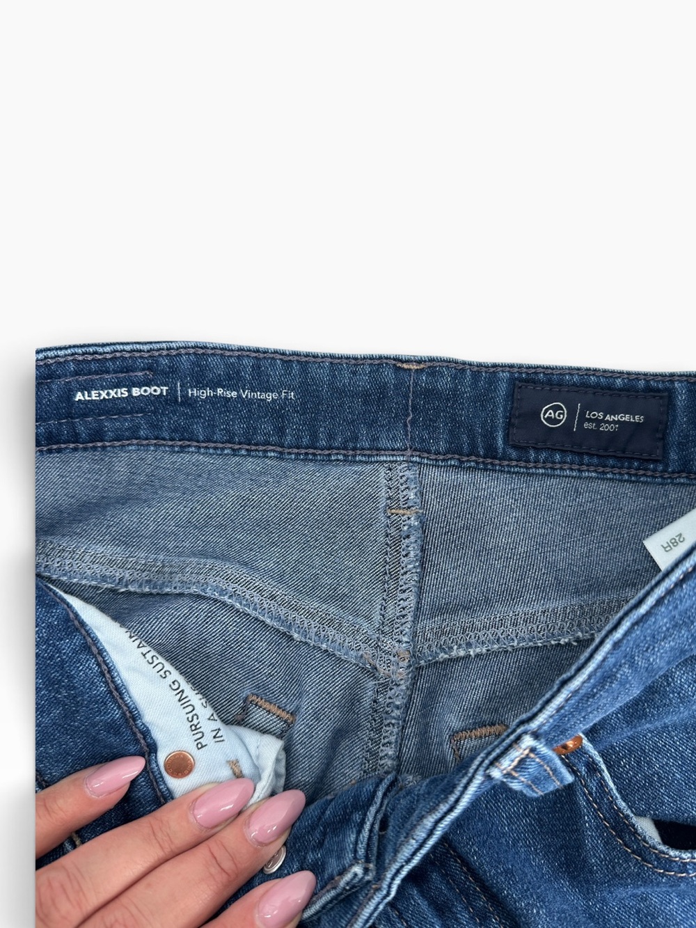 Ag Adriano Goldschmied High-Rise Vintage Fit Jeans Blue Denim alexiss boot sz 28 - Picture 8 of 13